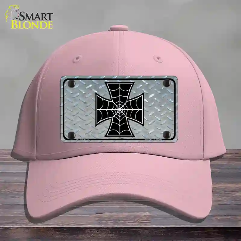 Maltese Cross Spider Web Novelty License Plate Hat Cotton / Pink