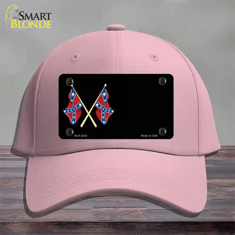 Crossed Rebel Flags Offset Novelty License Plate Hat Cotton / Pink