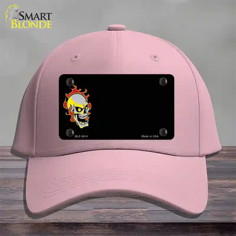 Flaming Skull Offset Novelty License Plate Hat Cotton / Pink