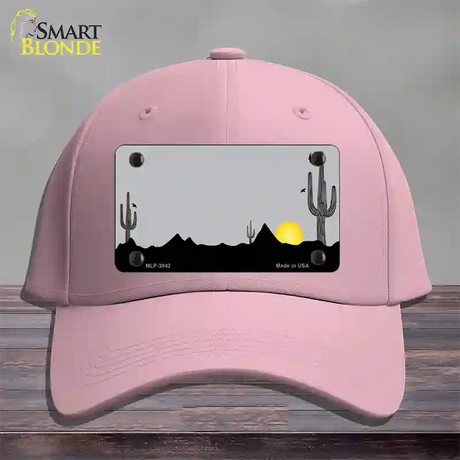 Southwest Cactus Sunrise Gray Novelty License Plate Hat Cotton / Pink