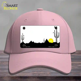 Southwest Cactus Sunrise White Novelty License Plate Hat Cotton / Pink