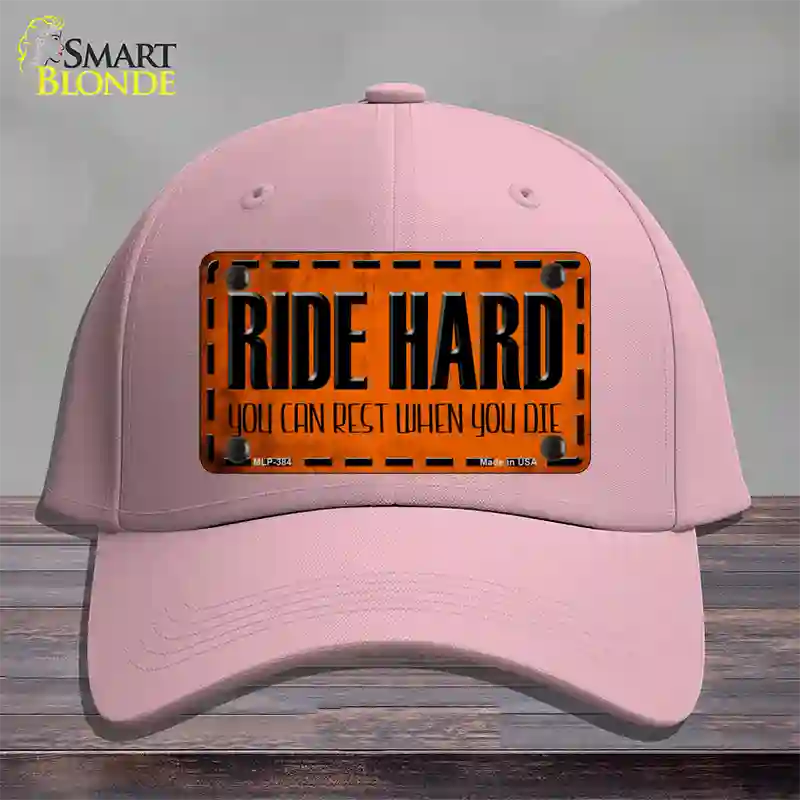 Ride Hard Novelty License Plate Hat Cotton / Pink