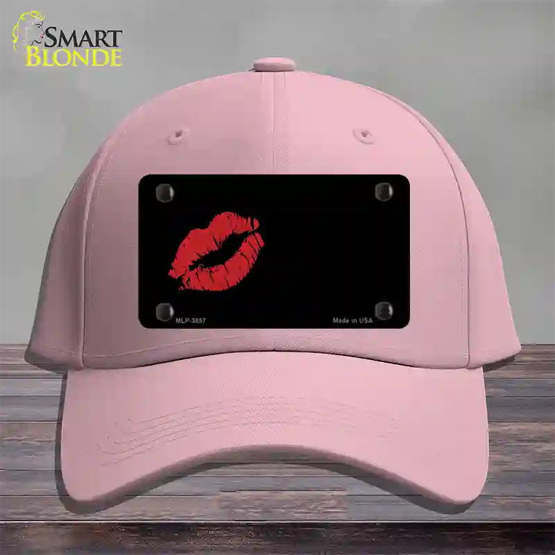 Red Lips Offset Novelty License Plate Hat Cotton / Pink