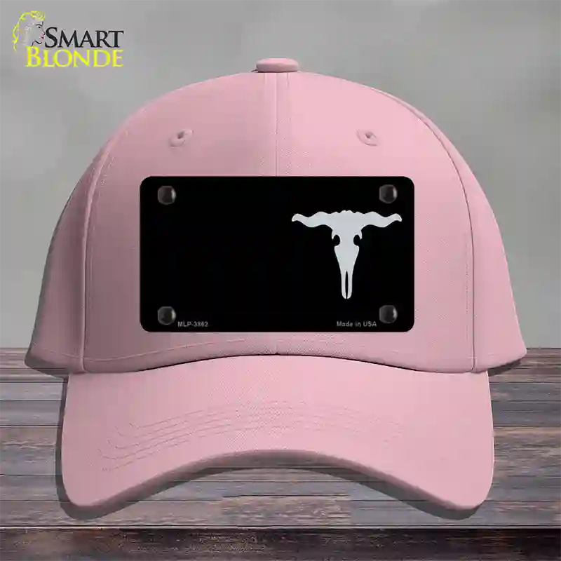 Cattle Skull Offset Novelty License Plate Hat Cotton / Pink