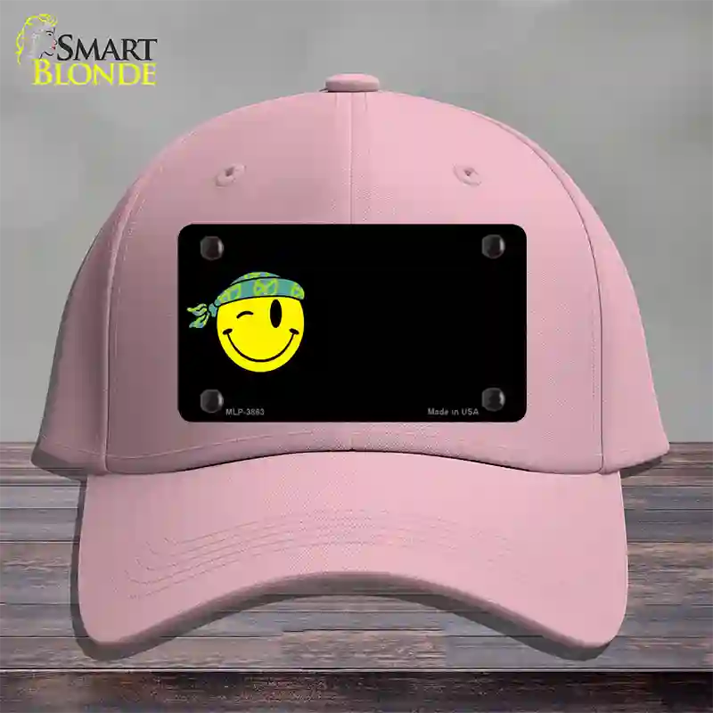 Winking Peace Smiley Offset Novelty License Plate Hat Cotton / Pink