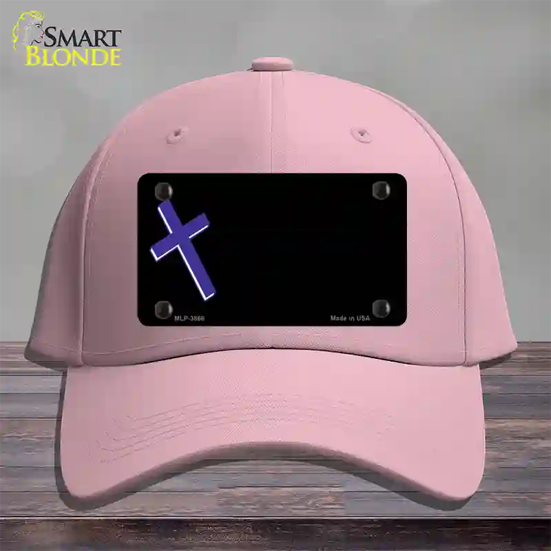 Purple Cross Offset Novelty License Plate Hat Cotton / Pink