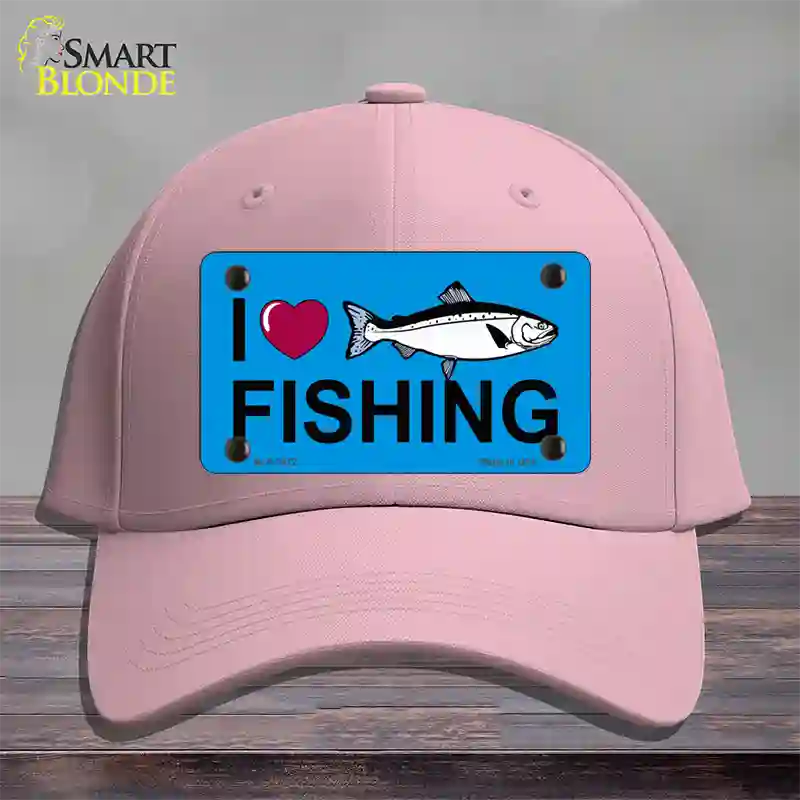 I Love Fishing Novelty License Plate Hat Cotton / Pink