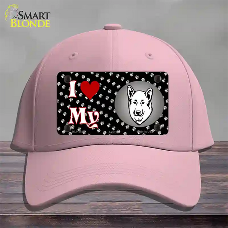 I Love My Akita Novelty License Plate Hat Cotton / Pink