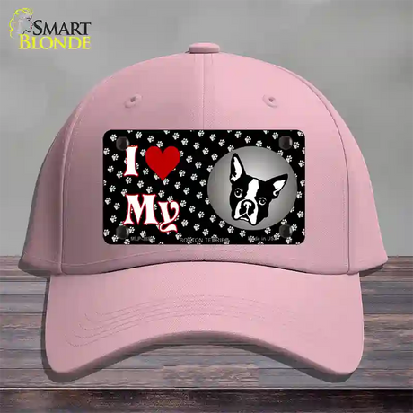 I Love My Boston Terrier Novelty License Plate Hat Cotton / Pink