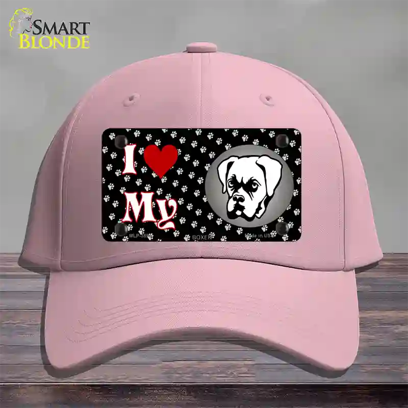 I Love My Boxer Novelty License Plate Hat Cotton / Pink