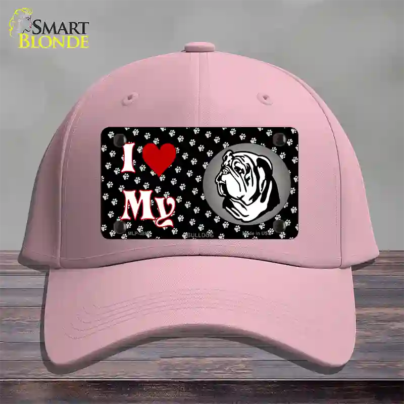 I Love My Bulldog Novelty License Plate Hat Cotton / Pink