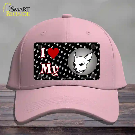 I Love My Chihuahua Novelty License Plate Hat Cotton / Pink