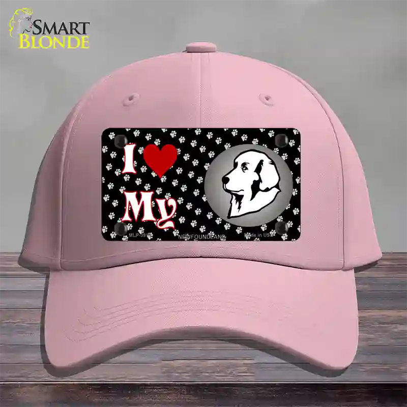 I Love My Newfoundland Novelty License Plate Hat Cotton / Pink