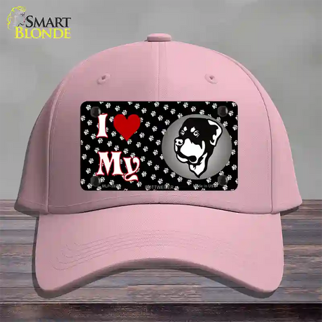 I Love My Rottweiler Novelty License Plate Hat Cotton / Pink