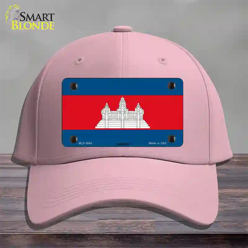 Cambodia Flag Novelty License Plate Hat Cotton / Pink