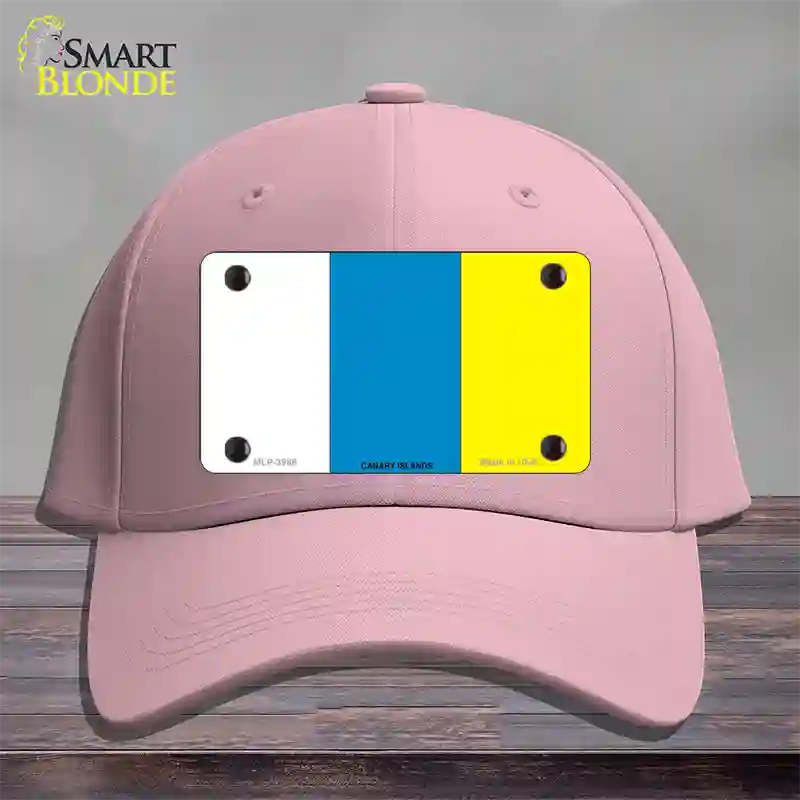 Canary Islands Flag Novelty License Plate Hat Cotton / Pink