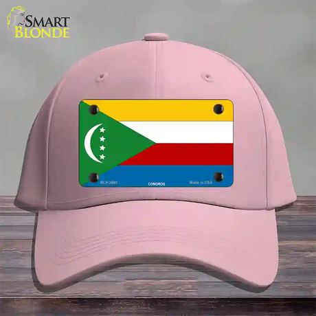 Comoros Flag Novelty License Plate Hat Cotton / Pink