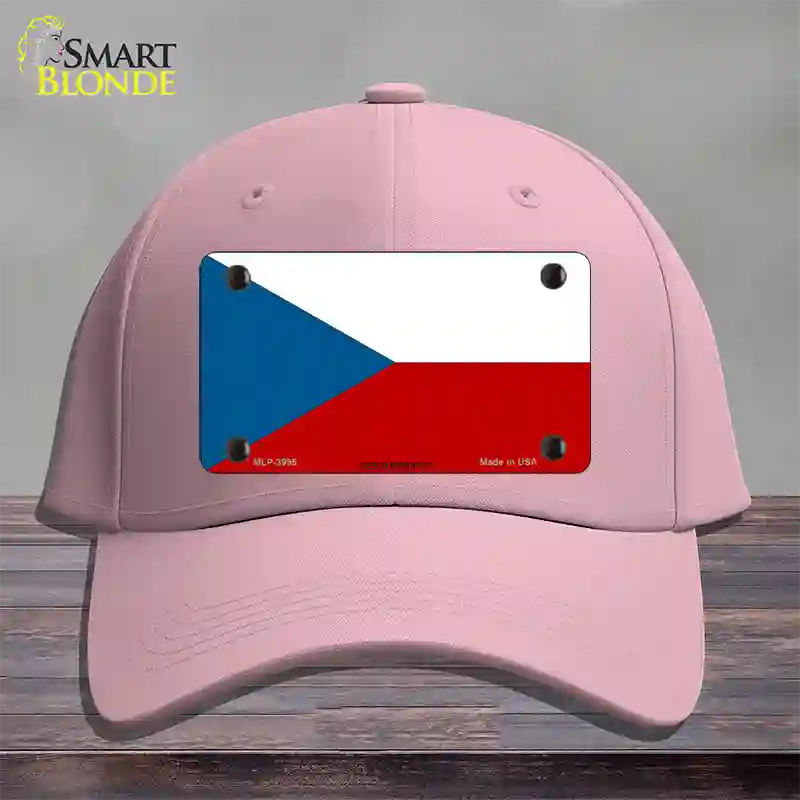 Czech Republic Flag Novelty License Plate Hat Cotton / Pink