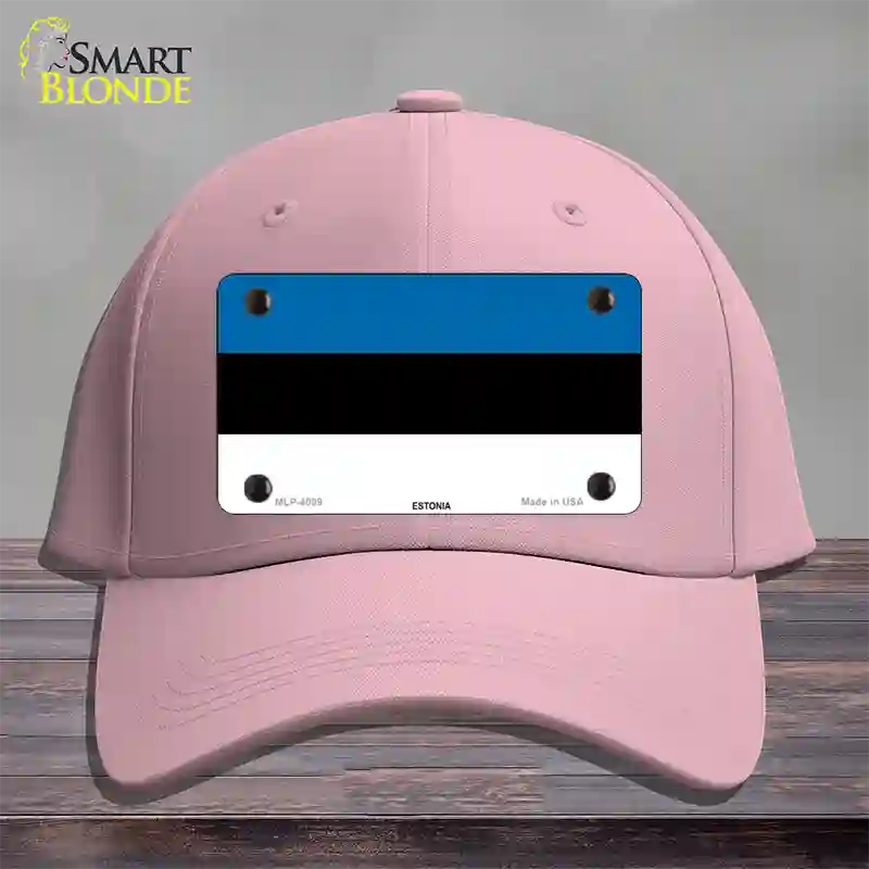 Estonia Flag Novelty License Plate Hat Cotton / Pink