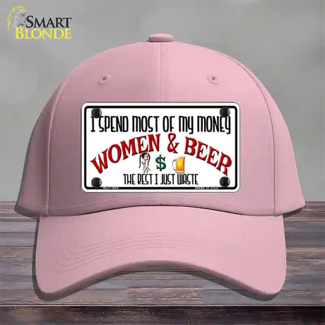 Money On Women And Beer Novelty License Plate Hat Cotton / Pink