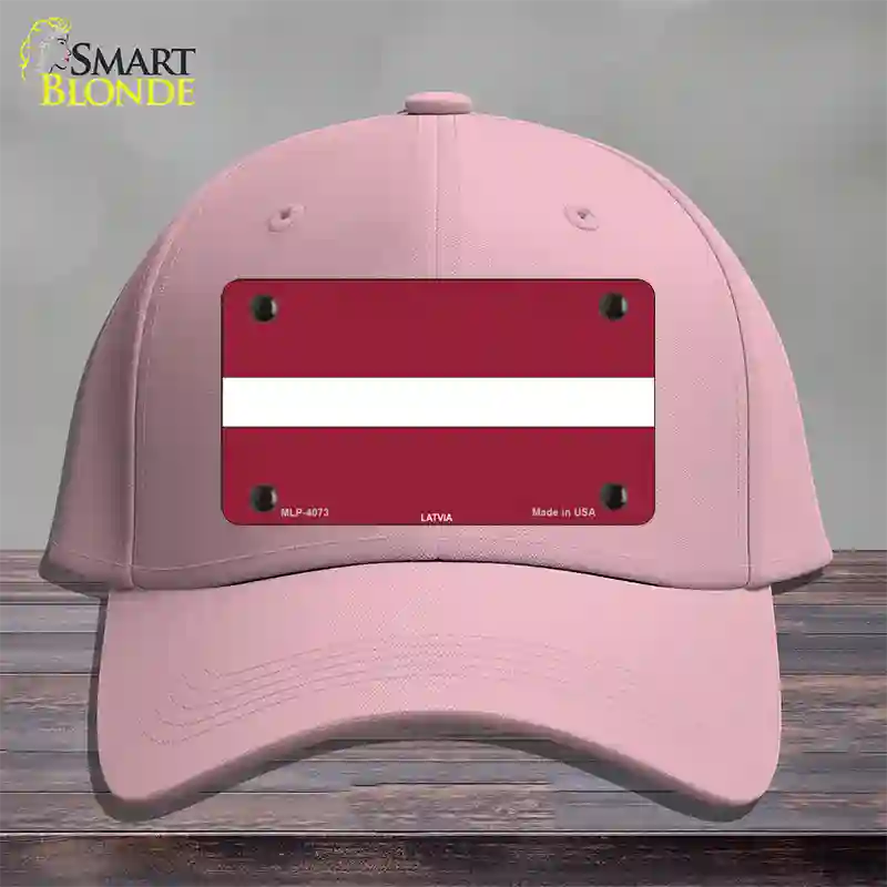 Latvia Flag Novelty License Plate Hat Cotton / Pink