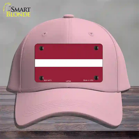 Latvia Flag Novelty License Plate Hat Cotton / Pink