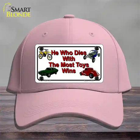 He With The Most Toys Wins Novelty License Plate Hat Cotton / Pink