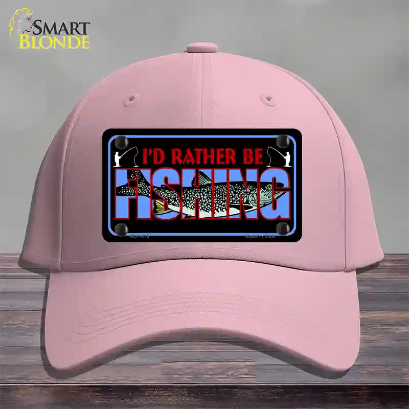 Rather Be Fishing Novelty License Plate Hat Cotton / Pink