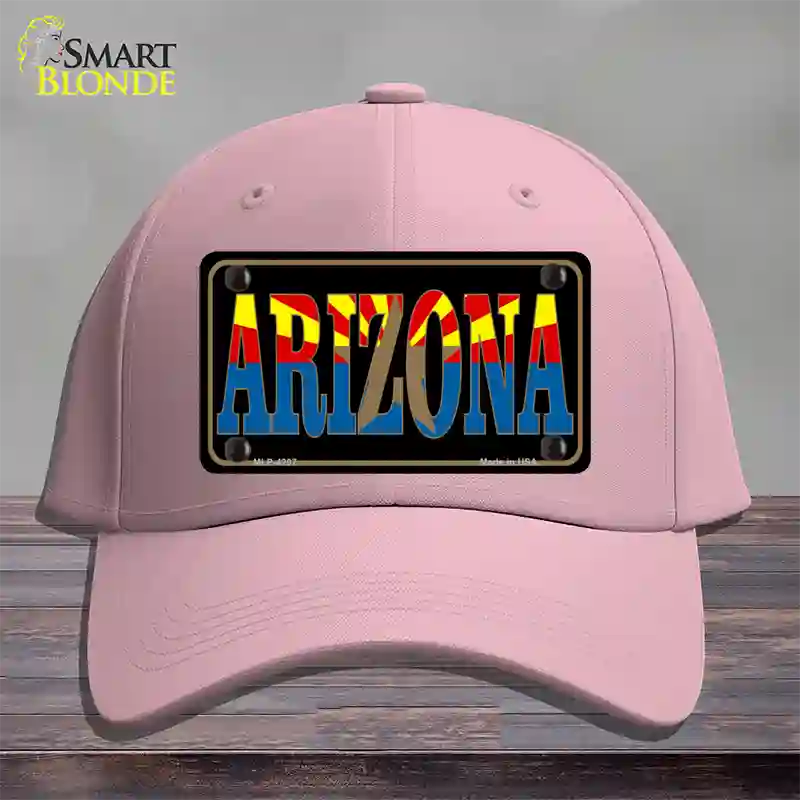 Arizona Inlayed State Flag Novelty License Plate Hat Cotton / Pink