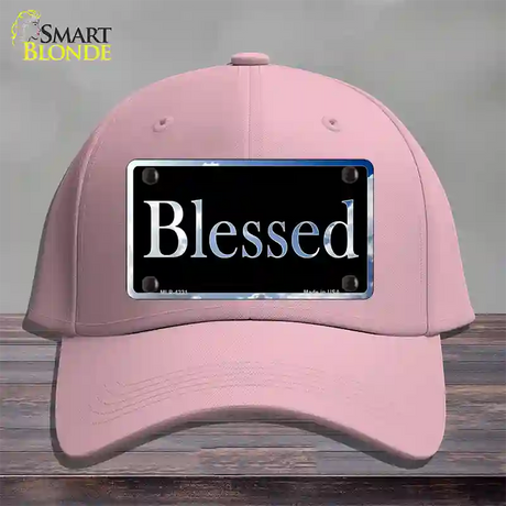 Blessed Blue Sky Cloud Novelty License Plate Hat Cotton / Pink