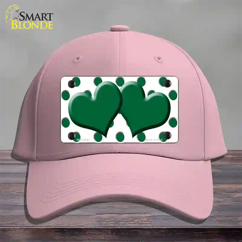 Green White Polka Dot Green Centered Hearts Novelty License Plate Hat Cotton / Pink