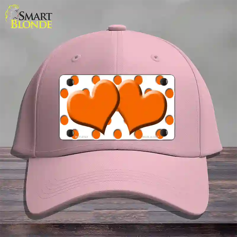 Orange White Polka Dot Orange Centered Hearts Novelty License Plate Hat Cotton / Pink