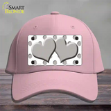 Grey White Polka Dot Grey Centered Hearts Novelty License Plate Hat Cotton / Pink