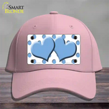 Light Blue White Polka Dot Light Blue Centered Hearts Novelty License Plate Hat Cotton / Pink