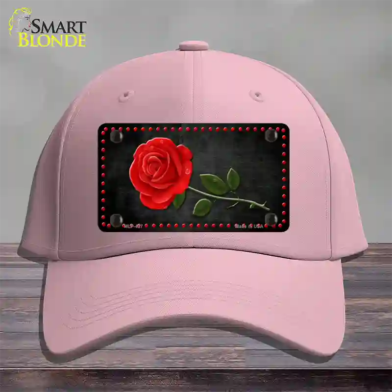 Rose Design Black Novelty License Plate Hat Cotton / Pink