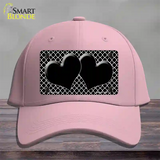 Black White Quatrefoil Black Center Hearts Novelty License Plate Hat Cotton / Pink