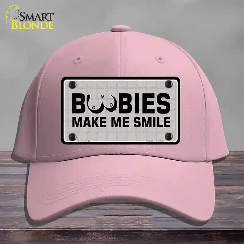 Boobies Make Me Smile Novelty License Plate Hat Cotton / Pink