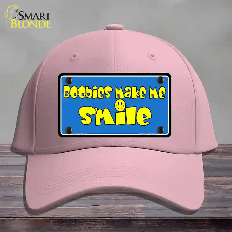 Boobies Make Me Smile Blue Novelty License Plate Hat Cotton / Pink