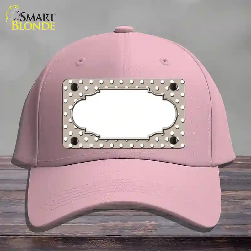 Scallop Tan White Polka Dot Novelty License Plate Hat Cotton / Pink