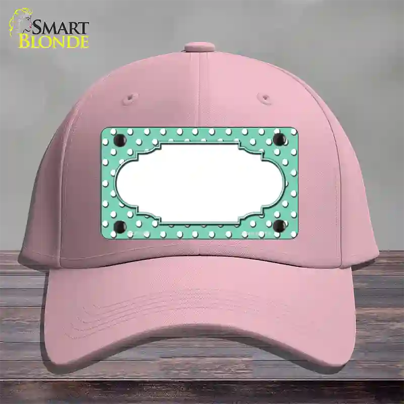 Scallop Mint White Polka Dot Novelty License Plate Hat Cotton / Pink