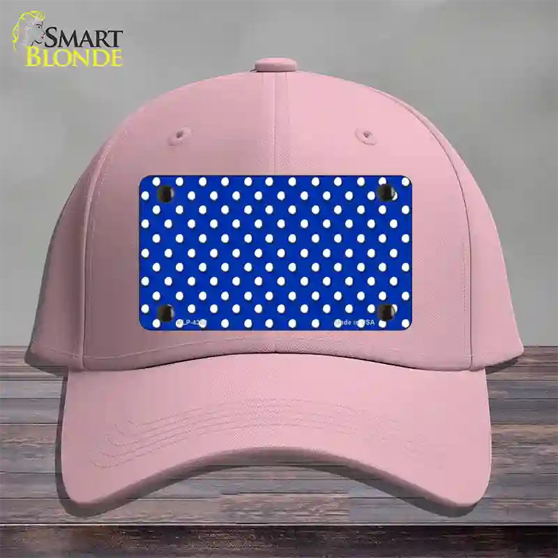 Blue Polka Dot Novelty License Plate Hat Cotton / Pink