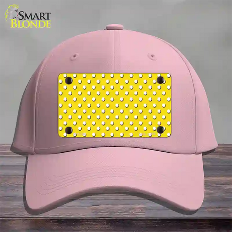 Yellow Polka Dot Novelty License Plate Hat Cotton / Pink