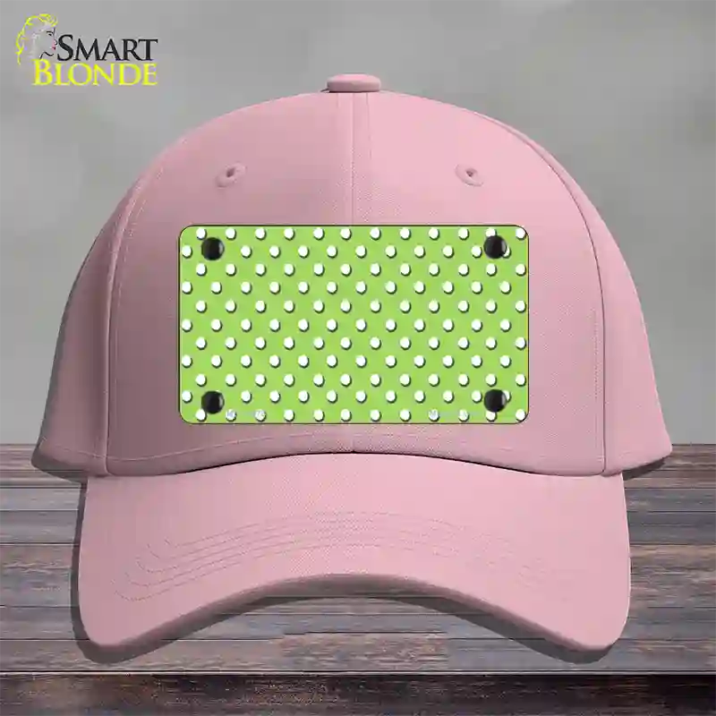 Lime Green Polka Dot Novelty License Plate Hat Cotton / Pink