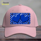 Blue White Polka Dot Center Hearts Novelty License Plate Hat Cotton / Pink