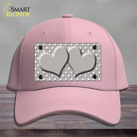 Grey White Polka Dot Center Hearts Novelty License Plate Hat Cotton / Pink