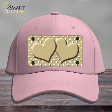 Gold White Polka Dot Center Hearts Novelty License Plate Hat Cotton / Pink