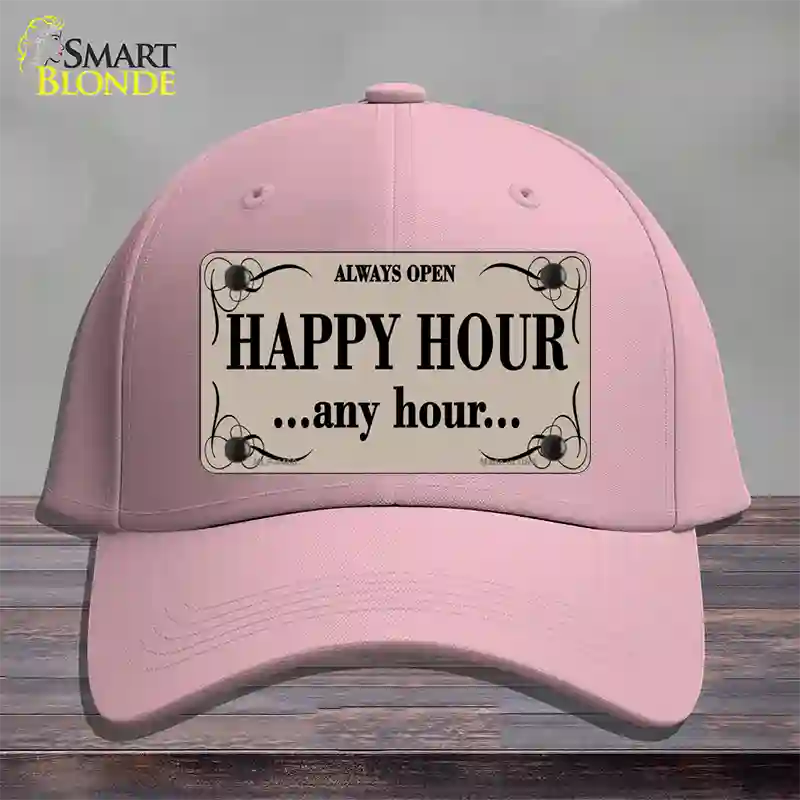 Happy Hour Any Hour Novelty License Plate Hat Cotton / Pink