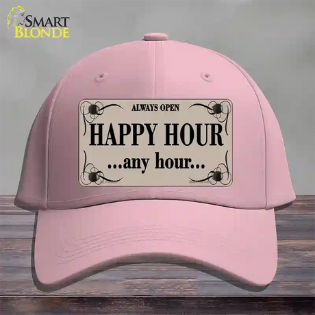 Happy Hour Any Hour Novelty License Plate Hat Cotton / Pink