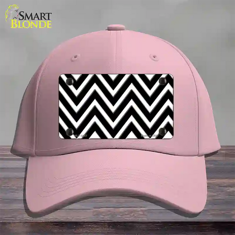 Black White Large Chevron Novelty License Plate Hat Cotton / Pink