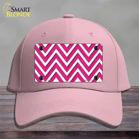 Pink White Large Chevron Novelty License Plate Hat Cotton / Pink